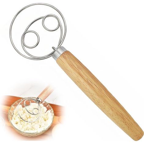 Dänisches Teigbesen Set mit Edelstahl Schneebesen und Teigschaber für Sauerteig und Brot das ideale Küchengerät für Bäcker (1/5)