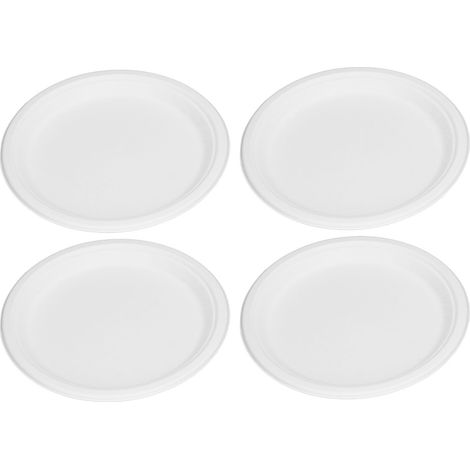 Ovale Einwegteller aus Papierfaserstoff, weiß, 25 cm Durchmesser, kompostierbar, mikrowellengeeignet, gefriergeeignet, 100er-Packung (1/5)