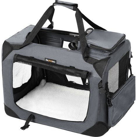 Borsa trasportino per cani trasportino pieghevole per gatti 70 x 52 x 52 cm grigio 120001243