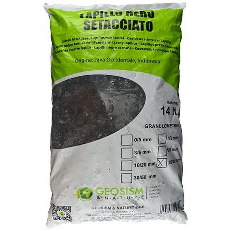 Lapillo vulcanico nero setacciato Geosism, lava vulcanica 20/30 mm (14 lt)
