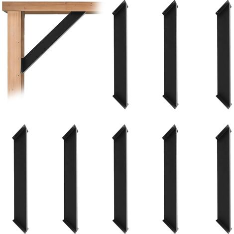 Lot de 8 supports de pergola à 45 degrés en fer noir - Connecteur en bois résistant à la rouille - Trous pré-percés pour pavillon, véranda, connexion en bois (1/5)