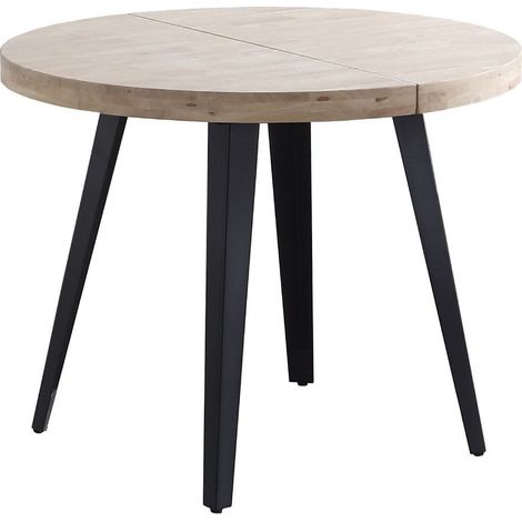 Home Heavenly® - Mesa comedor redonda extensible estilo industrial SKADI. Mesa de 100 cm diámetro. 2 tramos extensión a 140 hast  Color: Roble Nordish - Negro