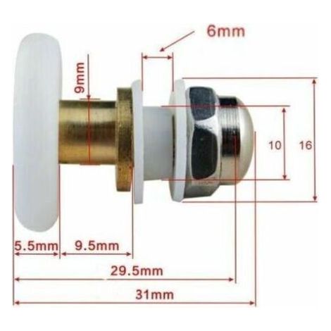 Porte Coulissante Douche 4 pcs 25mm, Poulie Excentrique pour Portes Cabine Douche Coulissante Pour Remplacement de Douche Coulissante Verre Porte Coureurs Rouleaux, Blanc-Chrom (1/5)