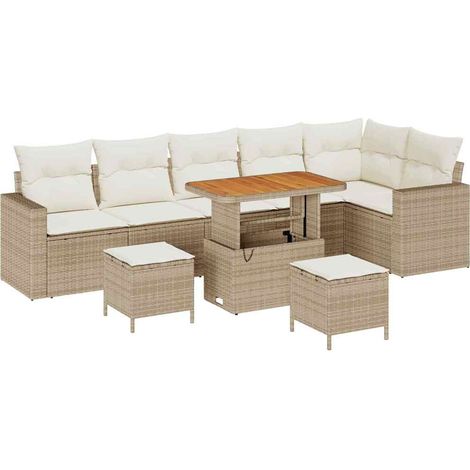 Maison Exclusive - Set Divano da Giardino 11 pz 7-Numero di posti Beige e Crema (1/5)