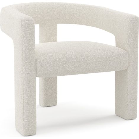 Fauteuil de salle à manger en tissu bouclette crème MILA