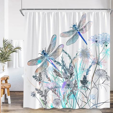 Filiyano-Rideau de douche à motifs de feuilles bleues, aquarelle végétale, feuilles d'eucalyptus, style moderne et épuré, décoration de salle de bain (1/2)