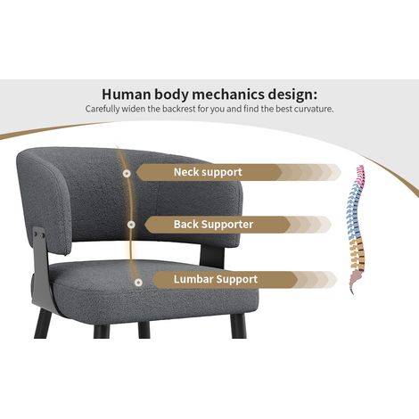 Flanelle de haute qualité (6 pièces). Chaise pour le salon, chaise à maquillage, bureau. Chaise ergonomique. Chaise élégante et confortable. Encoche sur le dossier, couleur beige/gris. (1/5)