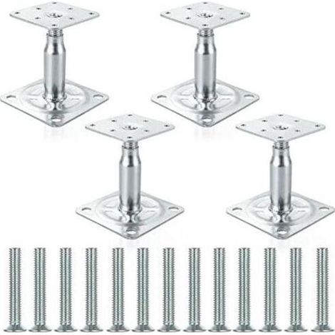 Poteau/colonne de clôture galvanisé réglable 100-150 mm, support de toiture robuste pour structures Lot de 4 (1/3)
