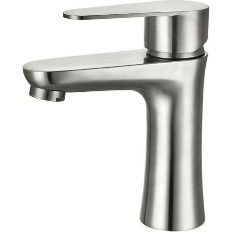 Bathroom faucet, stainless steel bathroom mixer tap, modern brushed single-hole basin tap, hand basin, removable aerator, hot and cold water available (1/4)