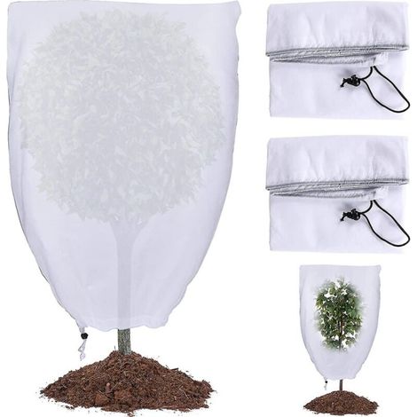 Winterliche Pflanzenschutzhülle, Winterliche Schutzhülle mit Reißverschluss für Bäume und Palmen, für den winterlichen Außenbereich, Garten- und Gemüsebeutel, 2 Stück (60 cm) (1/4)