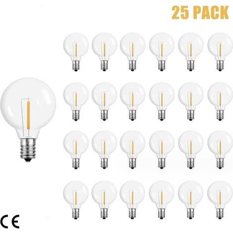 G40 Ampoules Remplacement G40 Ampoule De Tungstene Lampe 1W 220-240V Ampoule Globe Clair E12 Ampoules De Base, 25 Pack, jaune chaud(2200k) - RWAmpoule spécifique (1/4)