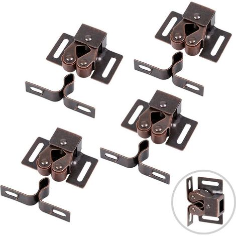 Lot de 4 verrous à double rouleau pour placard, armoire, porte (1/5)