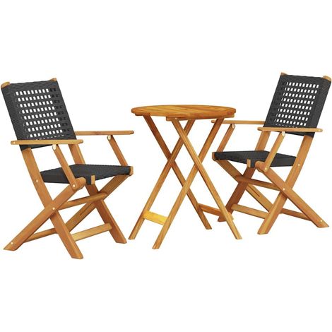 Maison Exclusive - 3-tlg. Bistro-Set Schwarz Poly Rattan und Mass (1/5)