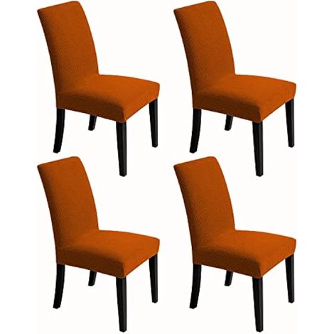 Housses de chaise pour salle à manger – Housses de chaise extensibles pour protection de siège décoratives sans accoudoirs, amovibles, lavables, élastiques universelles en élasthanne (orange automne 4 (1/5)