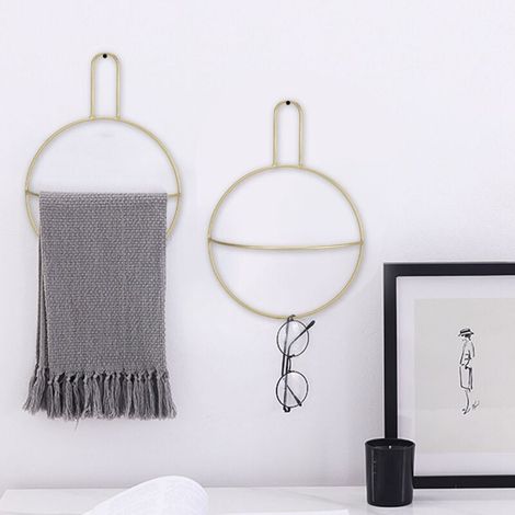 Bagno e WC Bagno e accessori Portasciugamani e gancio per bagno Portasciugamani (89), Portasciugamani a parete con mensola e anello per bagno (oro), RAPANDA