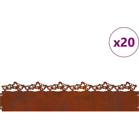 Lawn Edgings 20 pcs Rusty 103 x 0.05 x 22 cm Weathering Steel vidaXL