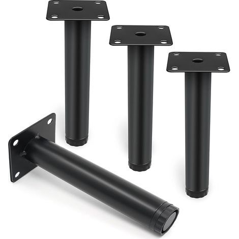 4 Pcs Pieds de Meubles Noir,10cm/15cm Pieds de Support en Fixation en Métal.Pieds de Meuble en Métal,Ronds Métal Acier Canapé Jambe Table Pieds (1/5)