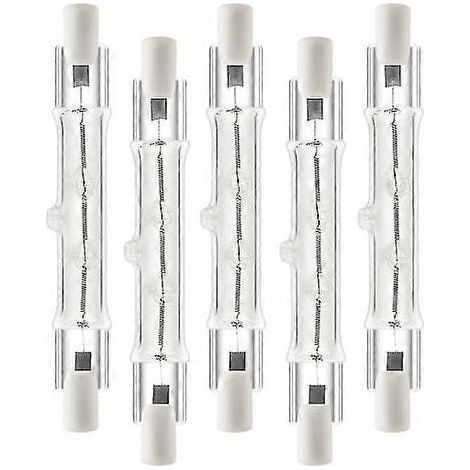 Lot de 5 ampoules halogènes linéaires R7S 118 mm 300 W 230 V, à intensité variable, pour chantiers de construction. (1/5)