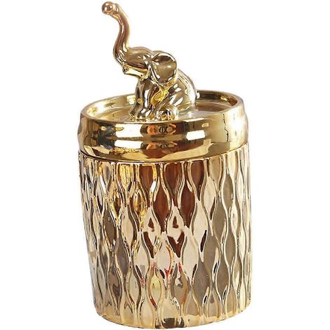 Aufbewahrungsbox, Vorratsglas, Tee-Dekor, Kerzenhalter, goldenes Dekoglas aus Keramik für Wohnzimmer, Schreibtisch, Schminktisch-elephant decor (1/5)