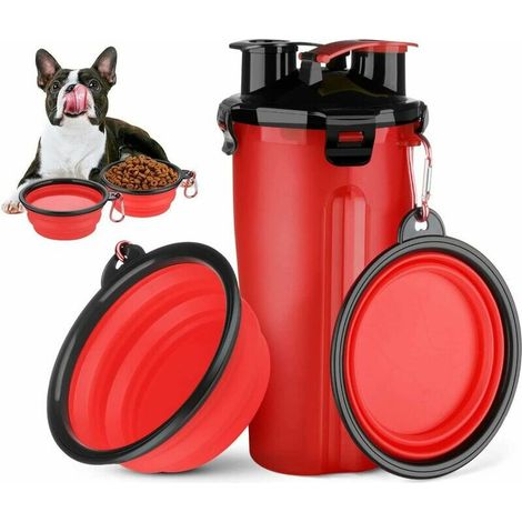 kueatily Bols Pliables pour Chiens, Gamelle Pliable pour Chien Bouteille d'eau portable étanche pour animaux de compagnie 2 en 1, Bouteille d'eau pour Chien convient à tous les chats et chiens-zhuoxua (1/5)