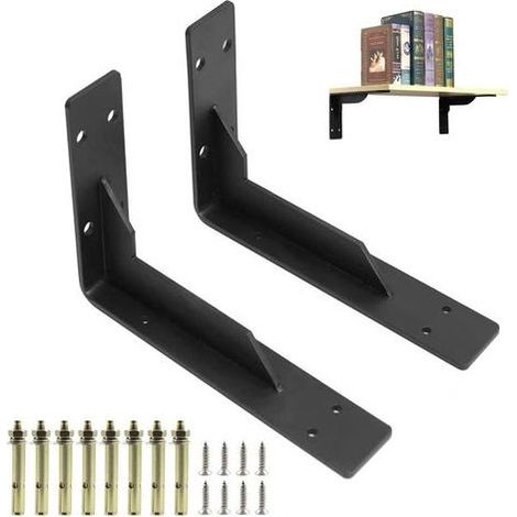 TAISHENGDA – Set mit 2 Regalträgern 290 mm, Schwerlastträger, Wandregalhalterungen, Schwerlastträger mit Schrauben, Schwarz, Tragkraft 150 kg/330 lbs (1/5)