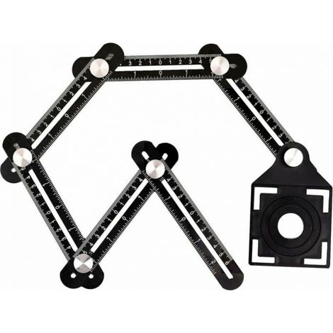 Mehrwinkel-Messlineal, sechsseitige Bohrschablone aus Aluminiumlegierung, Fliesenbohrlehre mit Stempel (1/5)