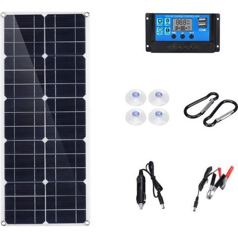 100W Panneau Solaire 18V Double DC USB Monocristaline Flexible Chargeur (1/4)