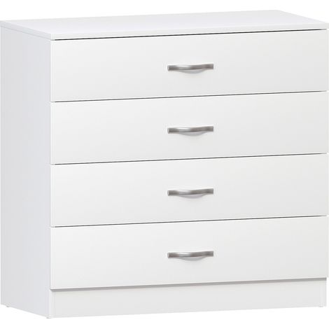 Home Discount – Commode moderne 4 tiroirs – Dimensions H 72 x L 75 x P 36 cm – MDF et panneau de particules – Poignées en acier inoxydable