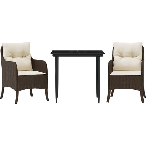 Maison Exclusive - Set comedor de jardín 3 piezas y cojines ratán (1/5)