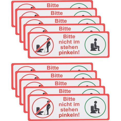 Pack of 10 PVC Adhesive Stickers 15 x 5 cm Do Not Urinate Standing Toilet Reminder Sign (1/5)
