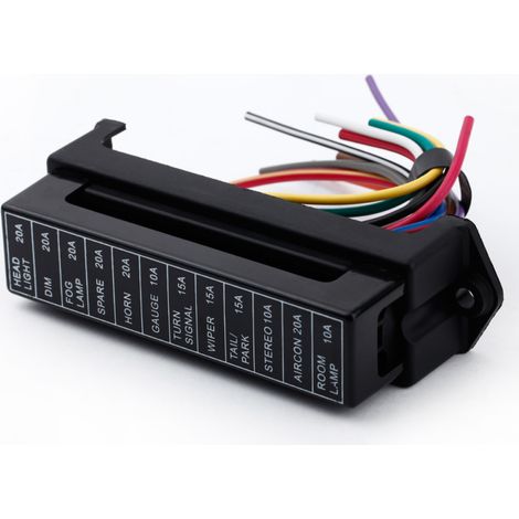 Caja de fusibles de 12 vías DC32V para automóviles/remolques, portafusibles ATC/ATO, 2 entradas, 12 salidas. (1/5)
