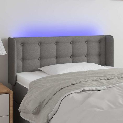 vidaXL Cabecero con LED de tela gris oscuro 83x16x78/88 cm (1/5)