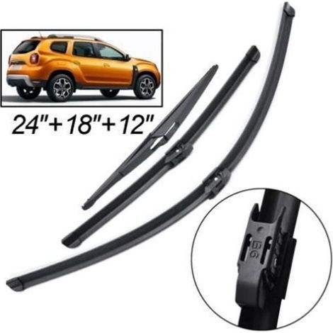 (NOIR)Lot de 3 Balais d\'essuie-glace avant et arrière pour Renault Duster II 2017 2018 2019 2020 Dacia Duster II 2017-2020