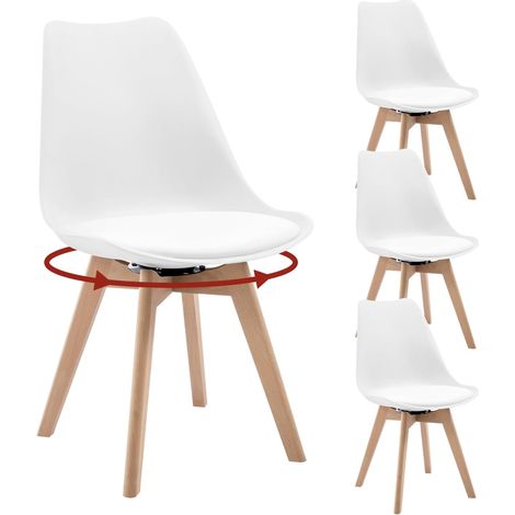 WOLTU Juego de 4 sillas de comedor, capacidad de carga 120 kg, blanco
