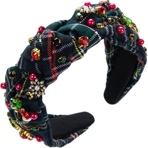 Bandeau de Noël à carreaux esthétiques et charmants pour festival, coiffe nouée, style français (1/5)
