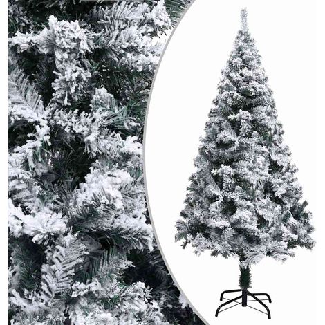 Sapin de Noël Artificiel Enneigé Floqué Vert 150 cm avec Support Métal 680 Pointes - PANGIVO (1/5)