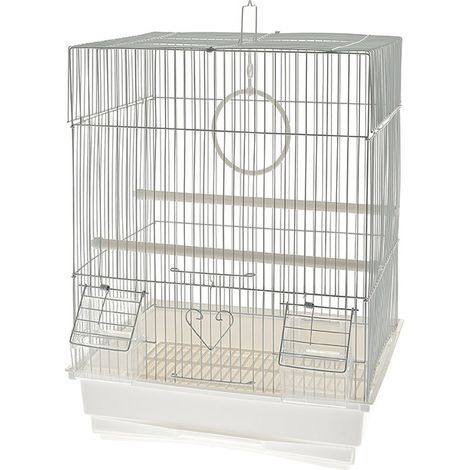 Blanc - Cage à canaris en plastique modèle Novara