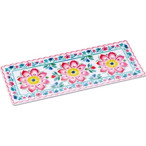 Regalo Italiano Vassoio Rettangolare Glen in Melamina 27 x 11 Cm H 2 Cm Multicolor