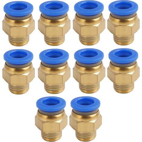 10 Pièces - Connecteur Rapide - Raccord Pneumatique - Filetage BSP 1/8" Pour Tube 10mm - Système Push-in Sans Outil - Industriel Et Robotique - Noir - 10x2cm (1/5)