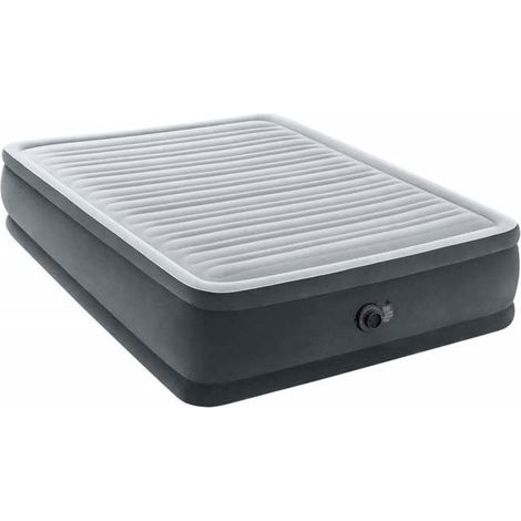 Intex – Matelas gonflable double Comfort-Plush Elevated – Dimensions 152x203x46 cm – PVC gris – Pour intérieur – Confort optimal (1/10)