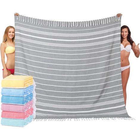 Telo mare – 200 x 200 cm – Asciugatura rapida – Senza sabbia – Leggero – Essenziale per spiaggia, piscina, picnic e viaggi – Coperta per la casa – G (1/4)