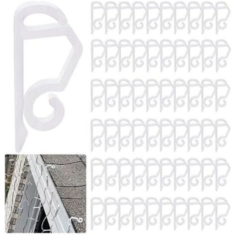 BUNTHAUS Lot de 60 mini crochets de suspension pour guirlandes lumineuses de Noël, en plastique, résistants aux intempéries, pour décoration d' et de Noël (blanc) (1/5)