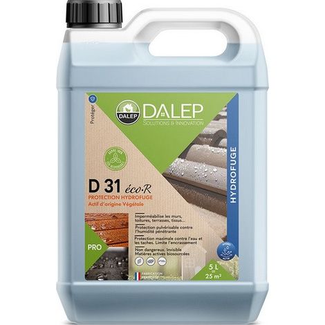 Dalep – Protection D 31 éco·R hydrofuge – Bidon 5 L – Application pulvérisable pour murs et terrasses – Actif d'origine végétale