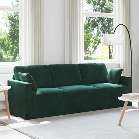 Sofa Dunkelgrün 228 x 78 x 80 cm Samt