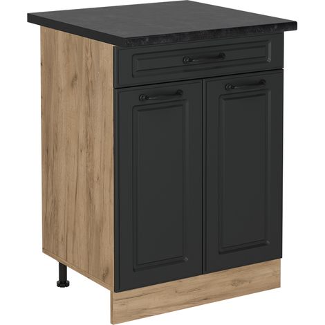 Mobiletto base per cucina R-Line, Antracite casa di campagna, 60 cm con cassetto, PL Antracite, Vicco