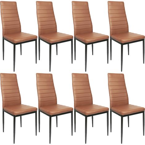 8er Set Esszimmerstühle mit Rückenlehne,Polsterstuhl aus Metall,braun