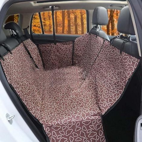 Doppellagige, wasserdichte, bedruckte Hängemattendecke für Hunde, Auto-Rücksitzkissen (braun) (1/3)