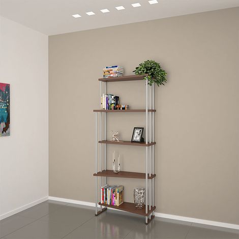 Libreria in Legno Divisorio Moderno Design Open Space MADE IN ITALY mod. Iris Noce L75 x P30/22 x 190H (1/2)