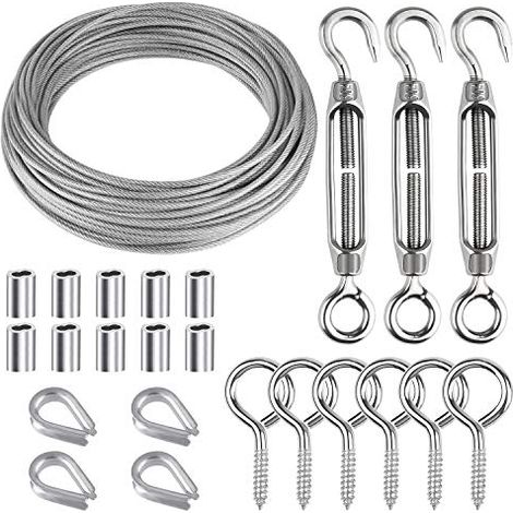 24 Pcs Garden Wire Rope Kit 304 Acier inoxydable M5 Tendeur Tensioneur Câble Corde à coudre -
