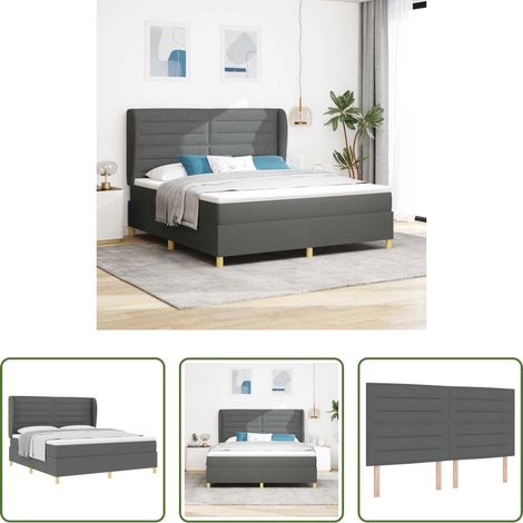 Matratze -  Boxspringbett mit Matratze Dunkelgrau 200 x 180 cm Stoff (1/5)